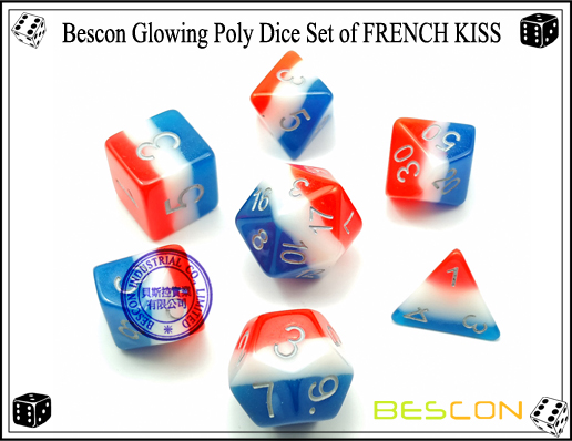 Bescon Glowing Poly Dice Set of FRENCH KISS-1