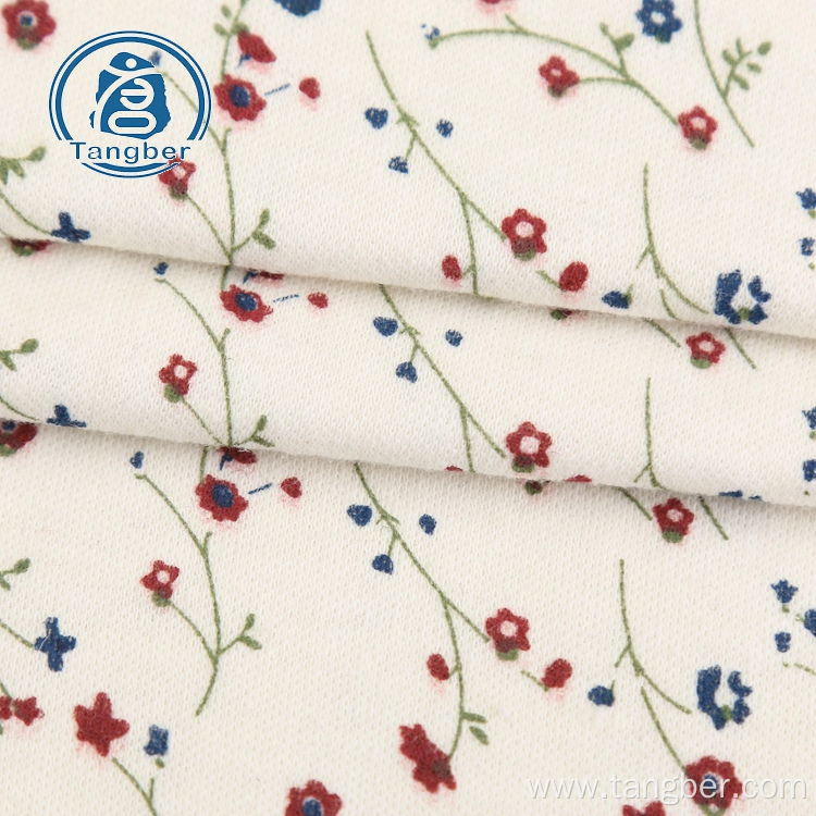 Cotton flower print single jersey knit fabric