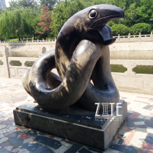 Outdoor garden large metal bronze snake sculpture statue