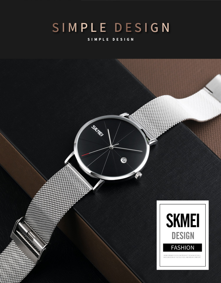 skmei rose gold and blue japan mov't quartz watch stainless steel back men's wristwatch clock