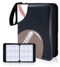 PU Leather Trading Card Binder with Zipper - 40 Page Large Capacity Card Holder