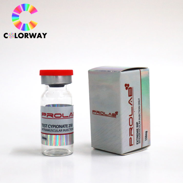 Recycling free design pharmaceutical vial box custom hologram 10ml vial sticker