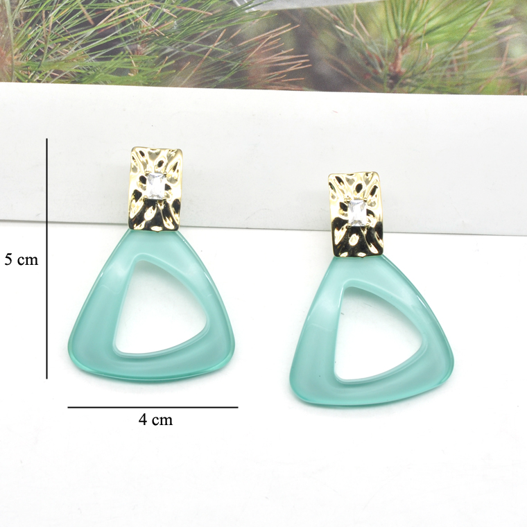 Custom clear blue acrylic dainty personalized triangle earrings