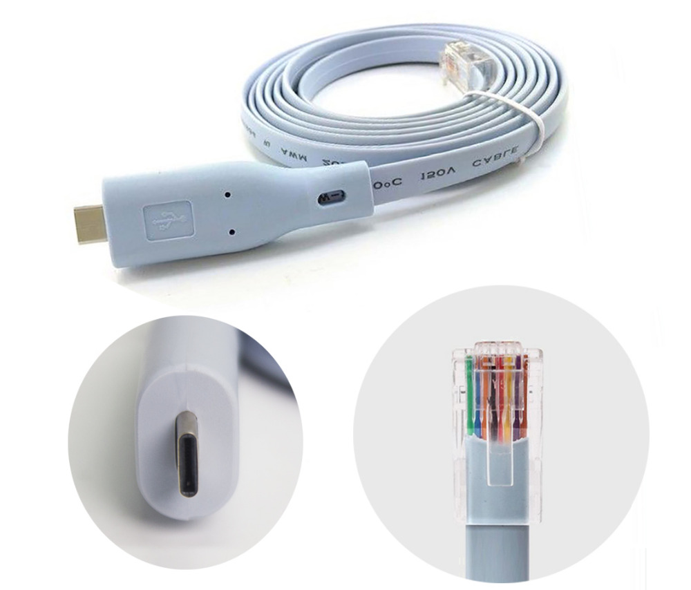Plug and Play RS485 RSRS232 Serial WIN10 FTDI FT232RL USB Type C to RJ45 Console Cable for  Router Switch