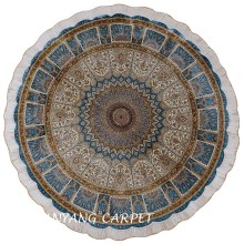 6'x6' Round Antique Tabriz Persian Rug Silk