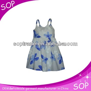 Flower dress designs teenage girls summer spaghetti strap dresses