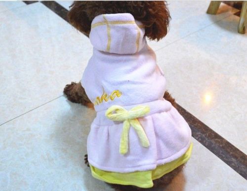 Pet White Medium Pretty Girl Dog Dress Leisure Clothes For Winter