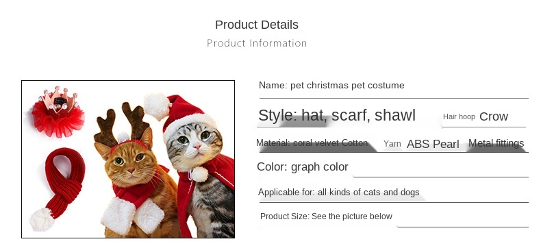 Pet Cat Dog Hat Headwear Scarf Cape Pet Costume New Year Cloak Christmas Clothes