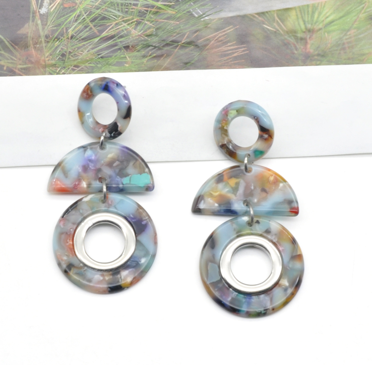 2021 round shape marble acetate elegant inspired earrings women