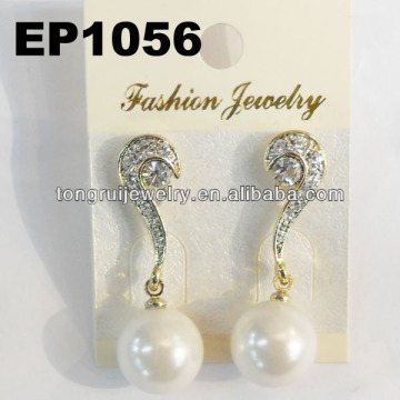 diamond big fake pearl earrings