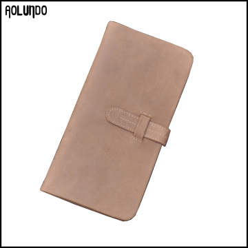 Fashion top grain leather long leather wallet