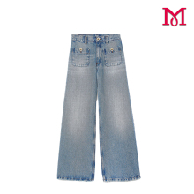 Elegant Light Blue Denim Pants for Women