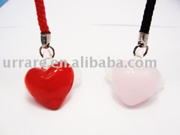 25mm Heart Shape Lampwork Glass Charm for Cellphone Decoration