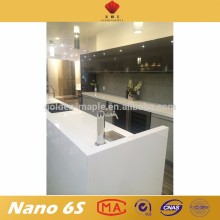 Gloosy white nano 6s crystallized stone countertops slab