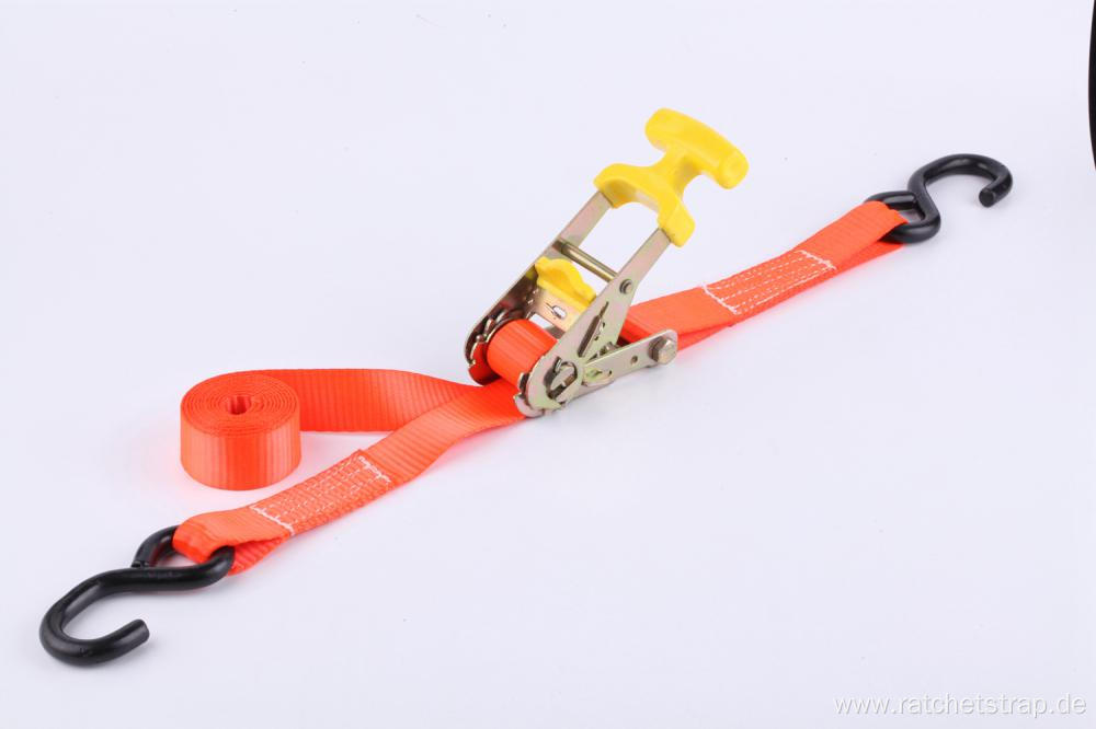 Ergonomic Handle Ratchet Tie Down Straps with S Hooks