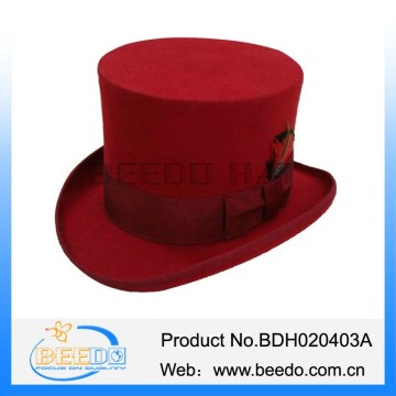 High quality wool felt mens red felt top hat