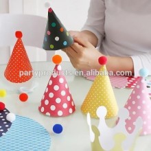 Paper Party Hat with pompom Birthday Party Decoration Paper Hat