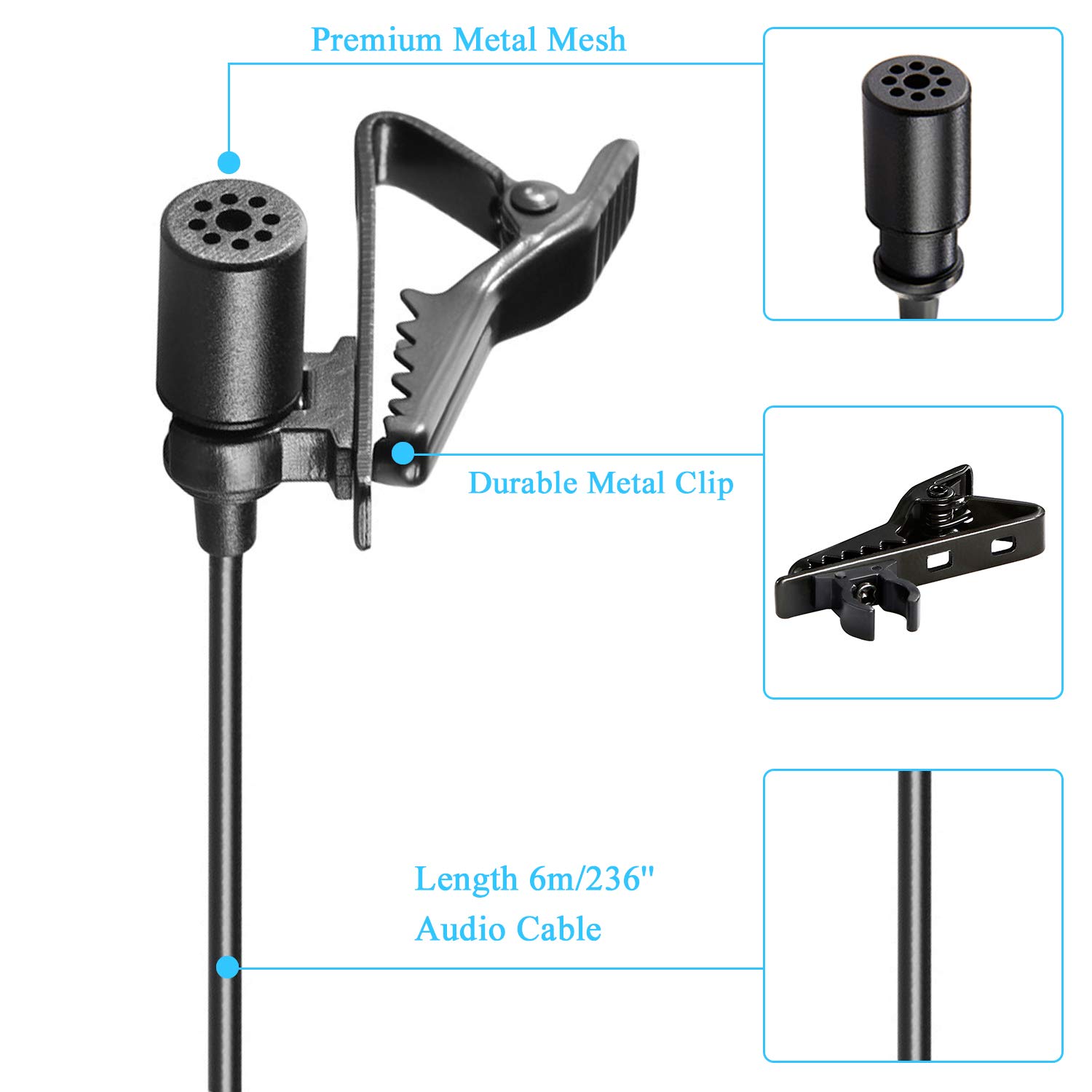 BOYA BY-M1 Mini Wired Lavalier Collar Tie Clip Mic Microphone for Iphone