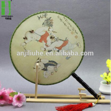 Cheap nylon foldable beautiful round hand fan