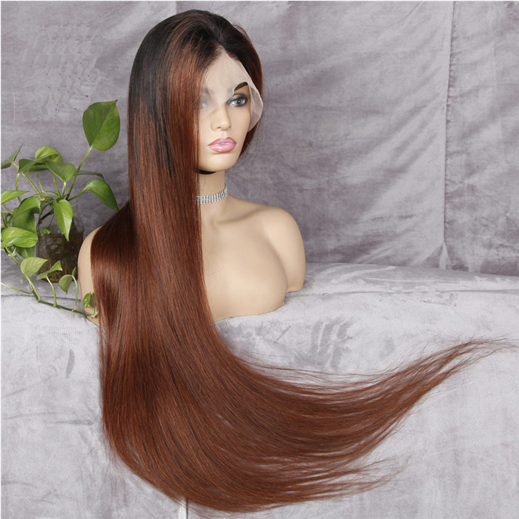 Ombre T1B/30 Wig Straight Hair Glueless 30"Brazilian Human Hair Wigs For Women LSY 180% Honey Blonde Hair Wig