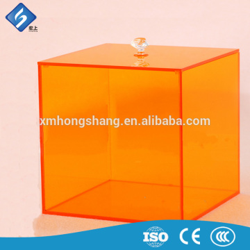 Orange Color Cube Acrylic Storage Boxes Acrylic Display Boxes for Sale