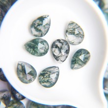 Natural Water Grass Agate Pear Shaped Rose Cutting