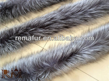 silver fox fur strips/ silver fox fur collar/silver fox fur for hood
