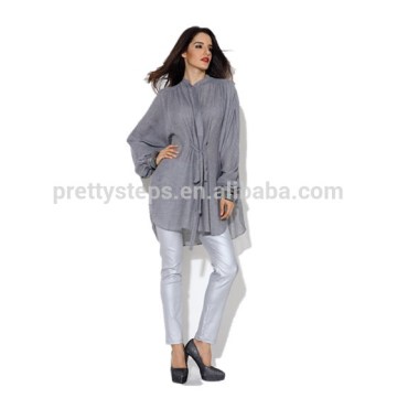 Pretty steps grey womens lightweight cotton linen long sleeves tunic shirts