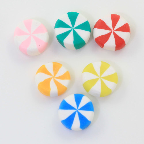 Mixed color Striped Beads Flat Back Polymer Clay Slice Handmade Craftwork Decoration Charms Hair Accessory