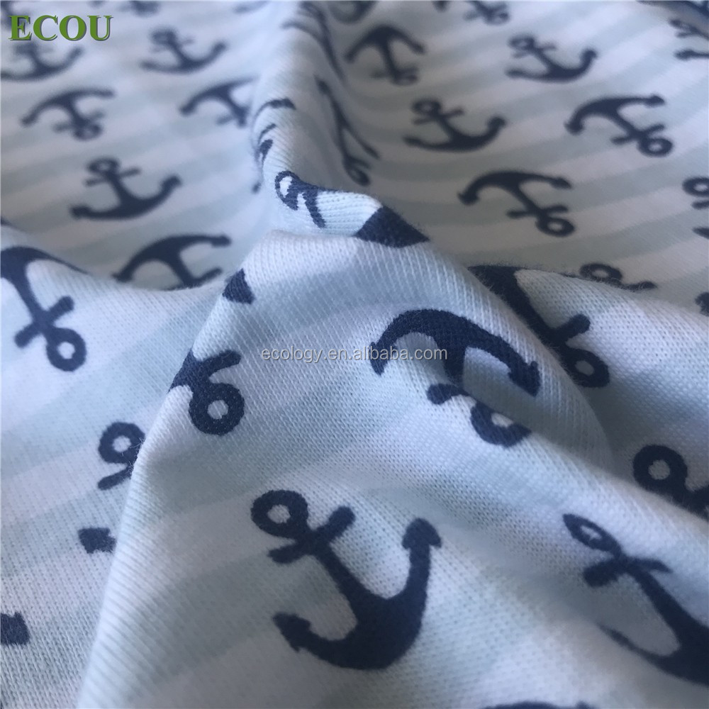 Certificated organic cotton fabric factory interlock dyeing and printing by certificated organic cotton print fabric