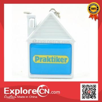 House shaped plastic tape measure keychain