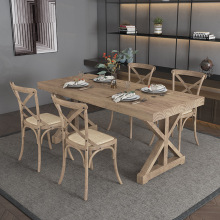 Solid Walnut Rustic Modern Dining Room Furniture: Farmhouse Style Wooden Restaurant Table