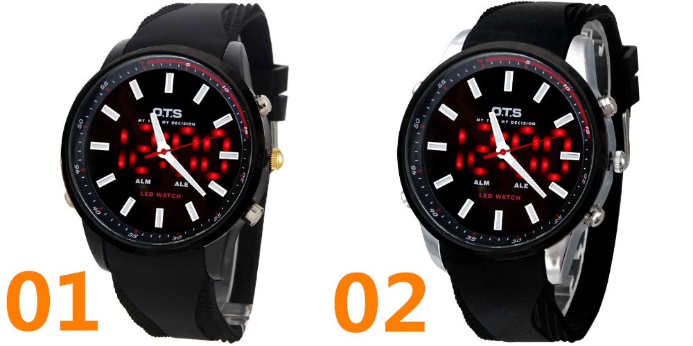 OTS 6719 Man Quartz Digital Watches Cool & Fashion Large Face LED Outdoor Sports Military Luminous Male Wristwatches