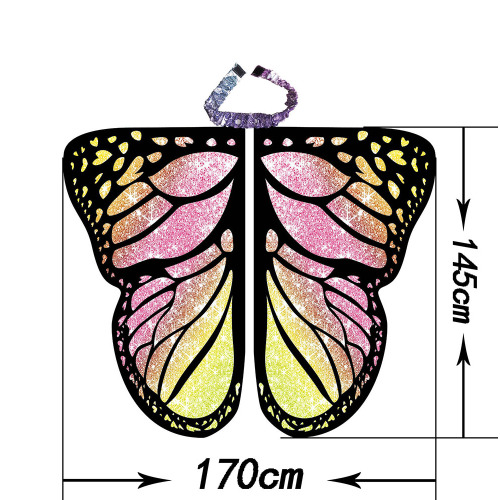 Butterfly Wings Shawl Fairy Soft Fabric for Women Ladies Party Nymph Costume Accessory