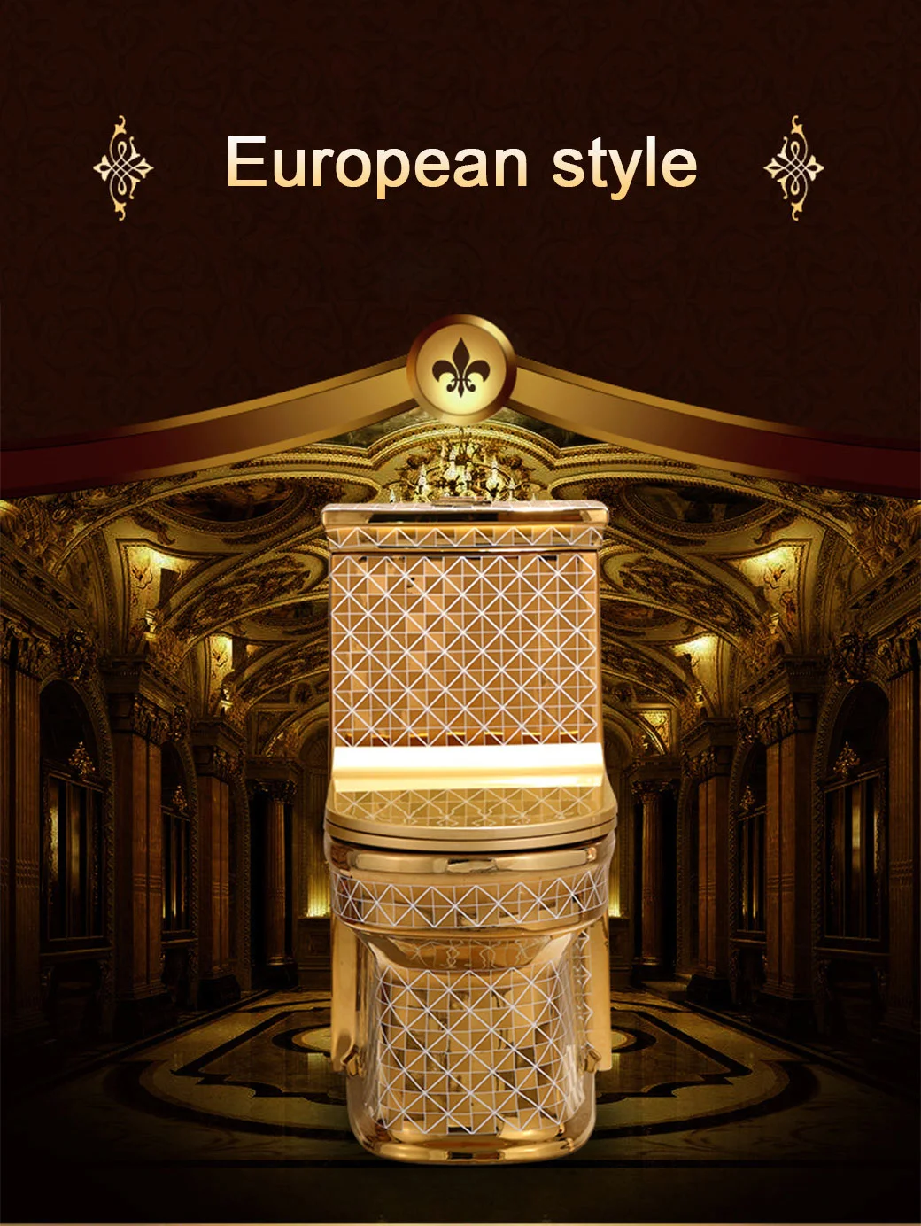 European Tyle Luxury Golden Flush Toilet Toilet Home Creative Personality Color Toilet