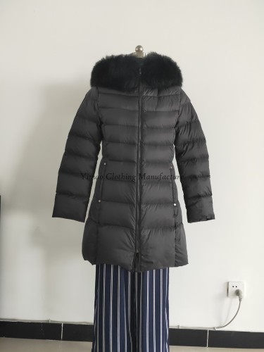 Lady black duck down coat with hood