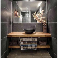 Comptoir de salle de bain en bois massif moderne