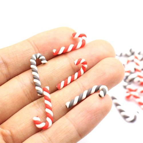 100pcs Mini Miniature Stripe Clay Christmas Cane Candy For Chris tams Party Embellishments