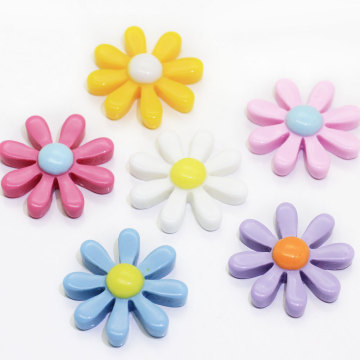 Multi Color Fancy Daisy Flower Shaped Resin Cabochon Flat Back Beads Girls Clothes Hair Accessories Charms