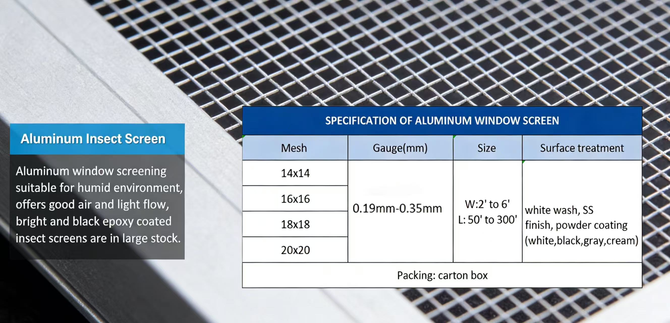 Zanzariera in alluminio Aluminum Insect Screen