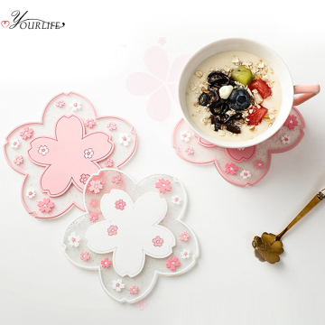 OYOURLIFE 2Pcs Japan Style Cherry Blossom Heat Insulation Table Mat Family Office Anti-skid Tea Cup Milk Mug Coffee Cup Coaster
