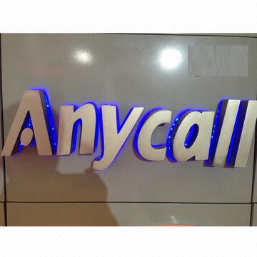 New Advertising Sign with Backlight, Made of Stainless Steel, 20-inch Height