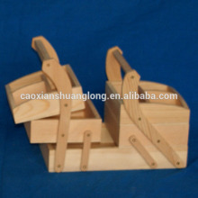 New custom portable folding wooden food storage box with drawers