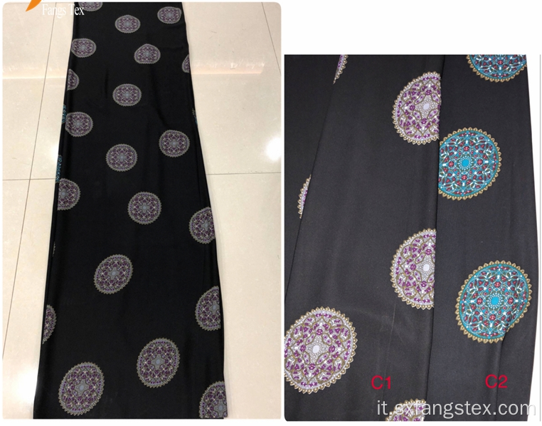 Tessuto stampato Abaya Dubai Nida nero formale traspirante