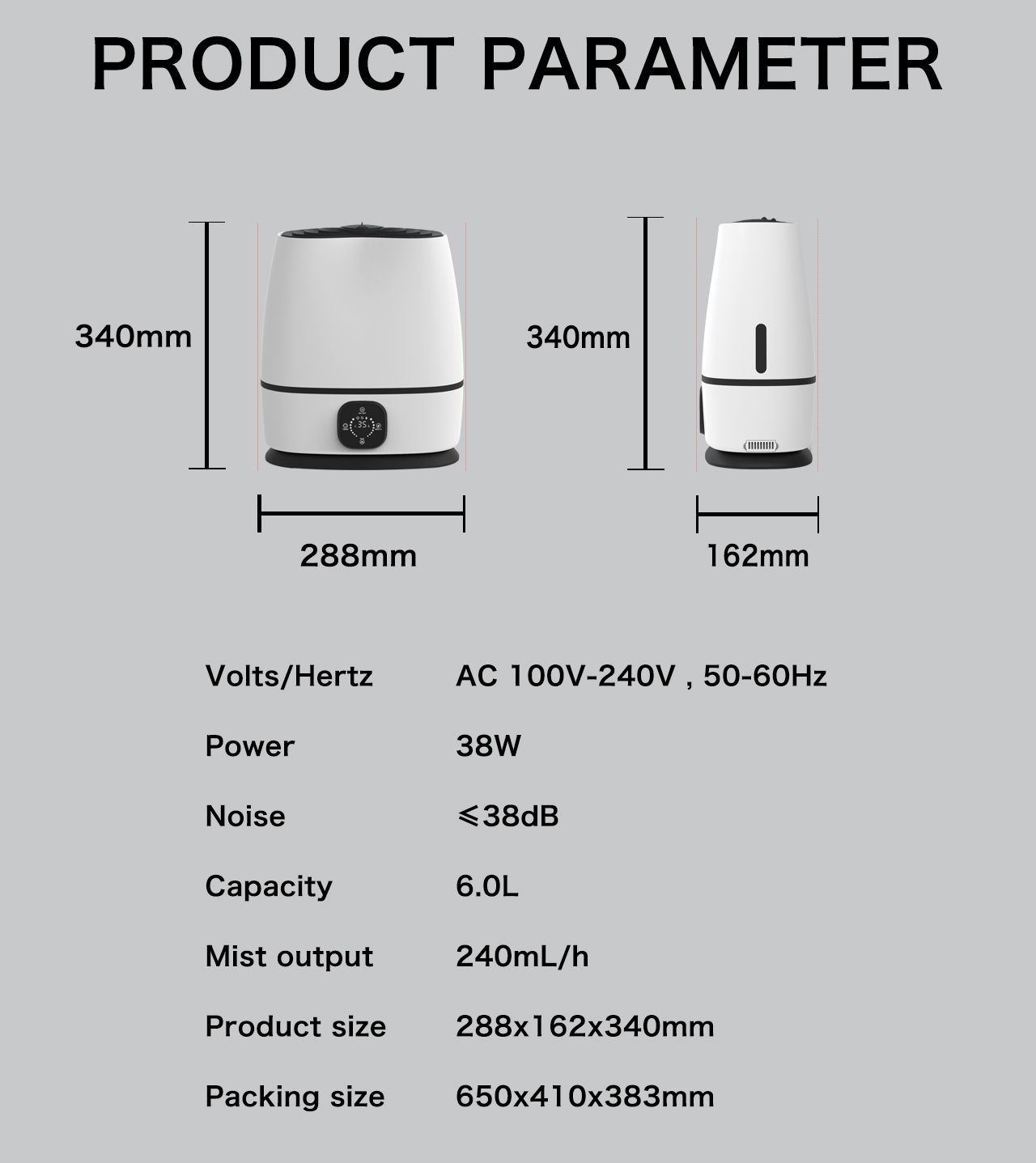 HTJ-2295A humidifier specification HTJ-2295A humidifier specification