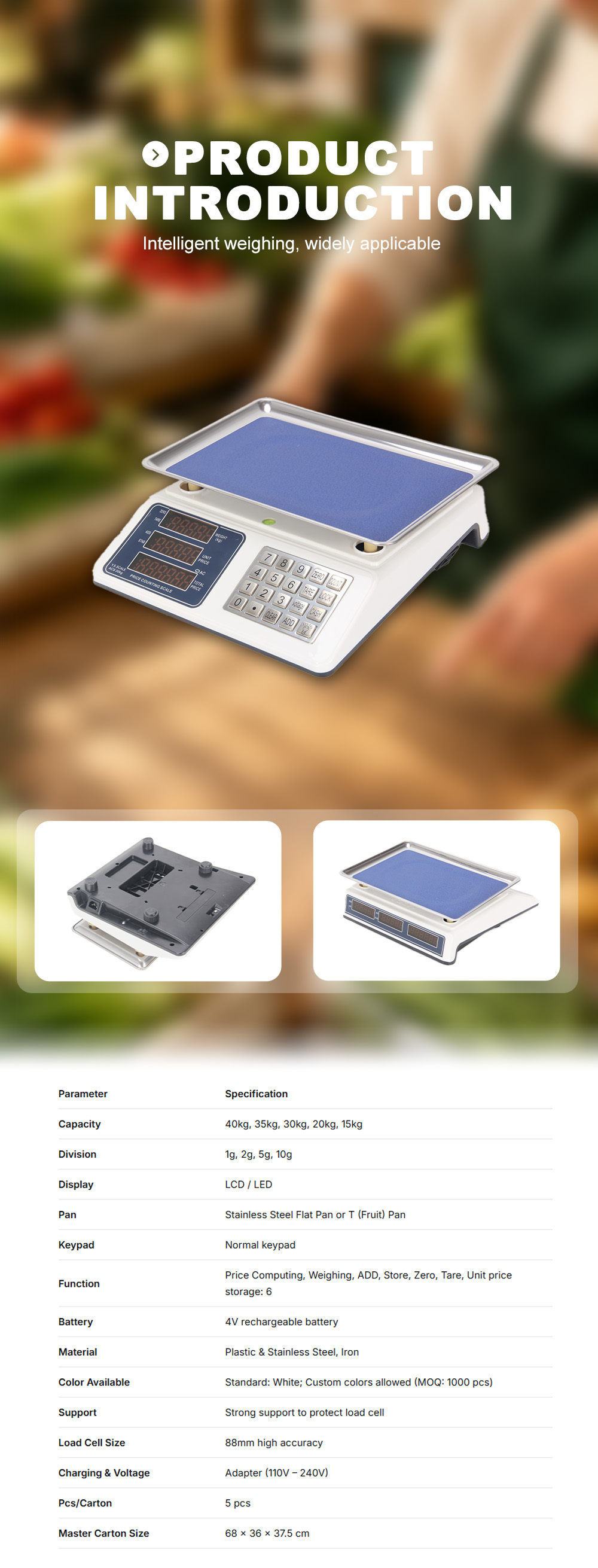 ACS-6602 30Kg বাণিজ্যিক মূল্য গণনা স্কেল X ACS‑6602 30Kg Commercial Price Counting Scale X