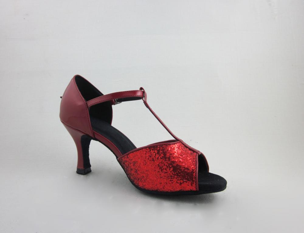 Red Leather Ladies Salsa Shoes