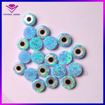 Round Charming Blue Cat Eye Synthetic Opal for silver jewelry