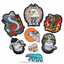 Custom large size embroidered patches adorn baseball jacket