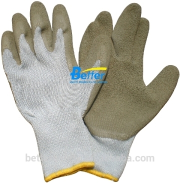 Gray Polyester Latex Crinkle Coated Safety Glove China Supplier